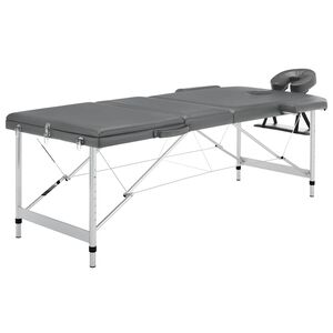 vidaXL Masažni stol s 3 zone i aluminijskim okvirom antracit 186x68 cm