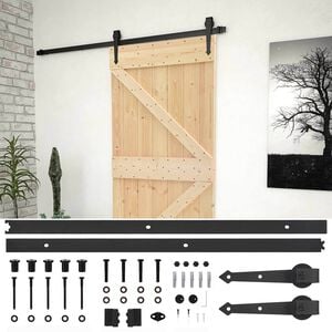vidaXL Klizna vrata 90 x 210 cm Masivna borovina Prirodna i crna