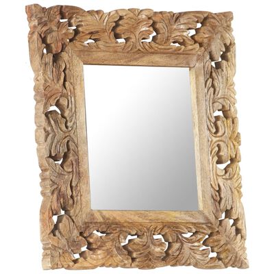 vidaXL Ručno izrezbareno ogledalo smeđe 50 x 50 cm masivno drvo manga