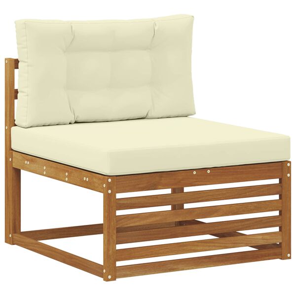 vidaXL Set vanjskih sofa 6 pcs Prirodna i krem Čvrsto drvo akacije