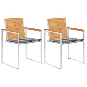 vidaXL Vrtne stolice s jastucima 2 kom od masivne tikovine i čelika