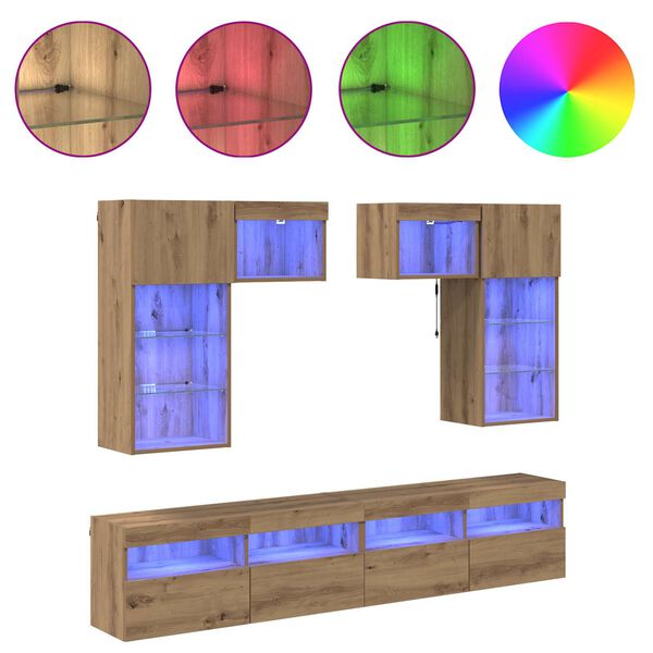 vidaXL TV zidne jedinice Zidne 6 pcs Staro drvo 100 x 30 x 40 cm