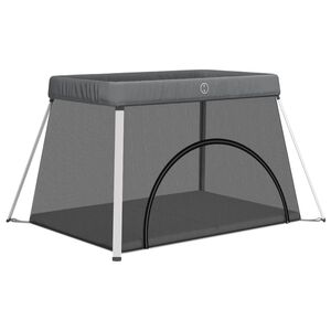 vidaXL Dječja ogradica za igranje s madracem tamnosiva lanena