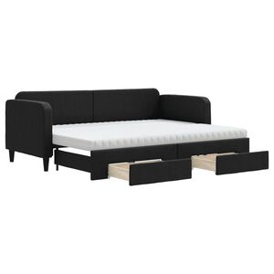 vidaXL Dnevni krevet na razvlačenje s ladicama crni 80x200 cm tkanina