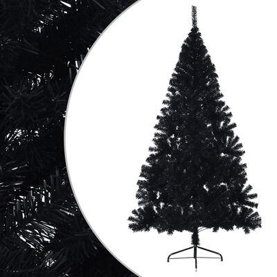 vidaXL Umjetna polovica božićnog drvca sa stalkom crna 180 cm PVC
