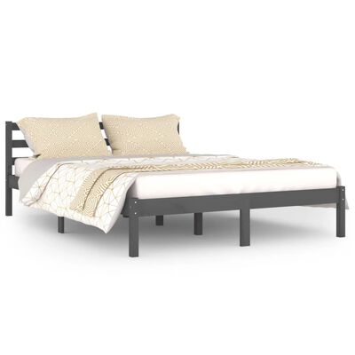 vidaXL Okvir za krevet od masivne borovine 140 x 200 cm sivi