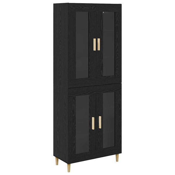 vidaXL Highboard Crni hrast 69,5 x 34 x 180 cm Konstruirano drvo