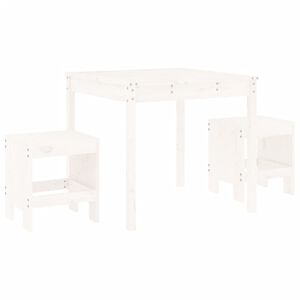 vidaXL 3-dijelni vrtni bistro set bijeli od masivne borovine