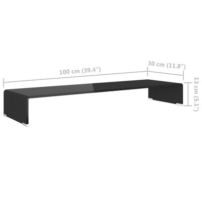 vidaXL Stalak za TV /Monitor Prozirno Staklo Crni 100x30x13 cm