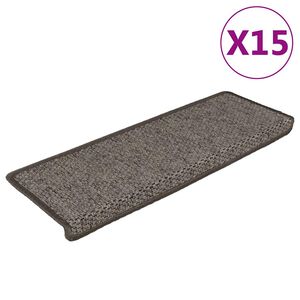 vidaXL Samoljepljivi otirači za stepenice 15 kom 65x21x4 cm sivi/bež