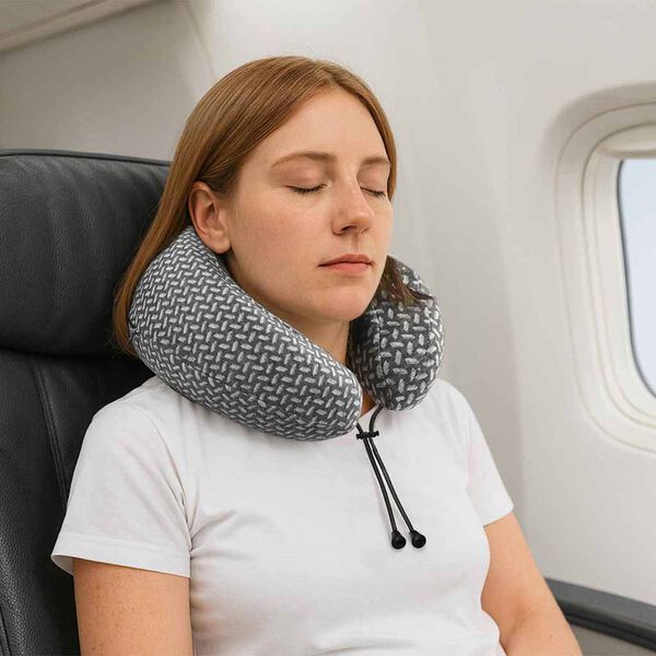 vidaXL Jastuk za putovanje Podesiva Sivi 30 x 28 x 14 cm Poliester