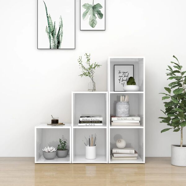 vidaXL 3-dijelni set TV ormarića visoki sjaj bijeli konstruirano drvo