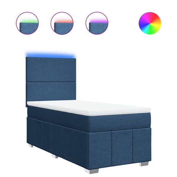 vidaXL Krevet s oprugama i madracem plavi 90 x 200 cm od tkanine