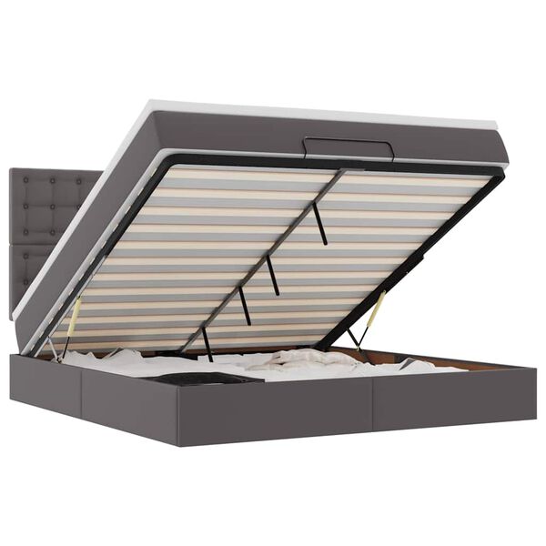 vidaXL Otomanski okvir kreveta s madracem sivi 160x200cm umjetna koža