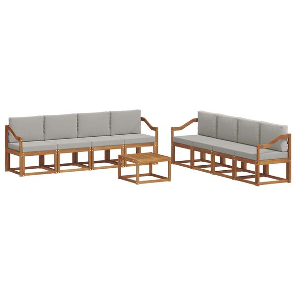 vidaXL Set vanjskih sofa s jastukom 9 pcs Prirodna i svijetlo siva