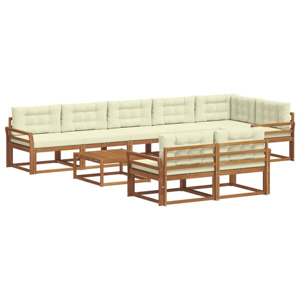 vidaXL Set vanjskih sofa s jastukom 9 pcs Prirodna i krem