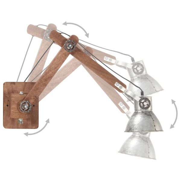 vidaXL Zidna svjetiljka u industrijskom stilu srebrna okrugla E27