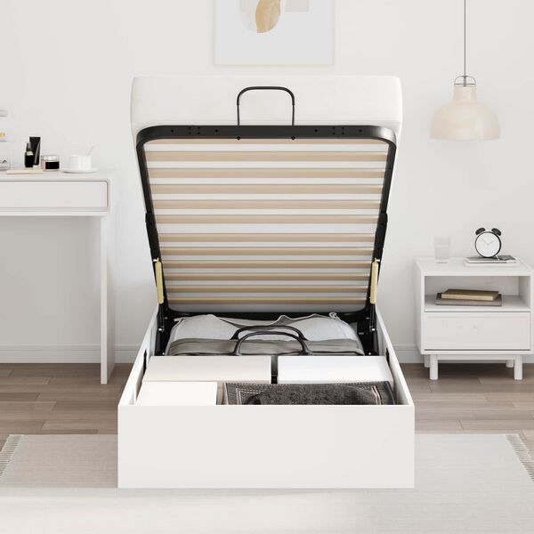 vidaXL Otomanski krevet s pohranom Bijelo 193 x 120 x 25 cm Iverica
