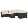 vidaXL 10-dijelni set vrtnih sofa s jastucima crni od poliratana