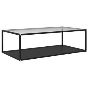 vidaXL Stolić za kavu prozirni i crni 120 x 60 x 35 cm kaljeno staklo