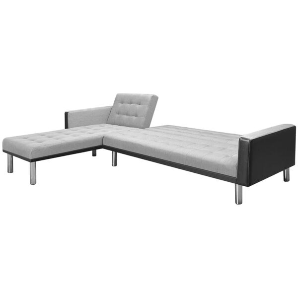 vidaXL Kutna sofa na razvlačenje od tkanine 218x155x69 cm crno-siva