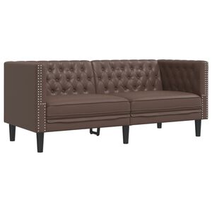 vidaXL Fotelja Chesterfield 2-sjed smeđa umjetna koža
