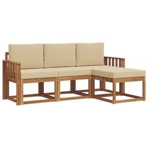 vidaXL Set vanjskih sofa s jastukom 4 pcs Prirodna i bež