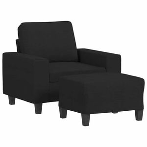 vidaXL Fotelja s tabureom crna 60 cm od tkanine