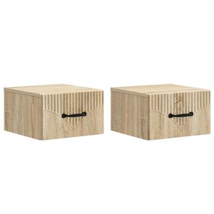 vidaXL Noćni ormarić za montažu na zid s ladicama 2 pcs Hrast sonoma