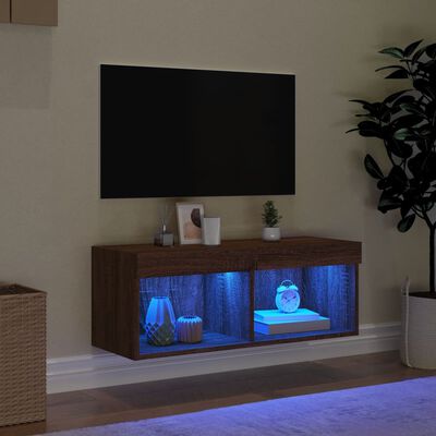 vidaXL TV ormarić s LED svjetlima boja smeđeg hrasta 80x30x30 cm