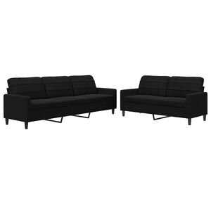vidaXL 2-dijelni set sofa s jastucima crni bar&scaron;unasti