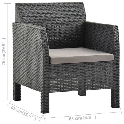 vidaXL Vrtna stolica s jastukom PP ratan antracit