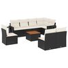 vidaXL 9-dijelni set vrtnih sofa s jastucima crni od poliratana