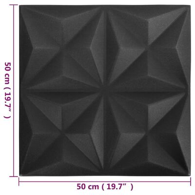 vidaXL 3D zidni paneli 24 kom 50 x 50 cm origami crni 6 m²