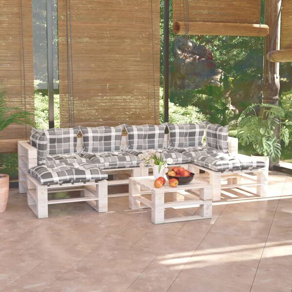 vidaXL 7-dijelna vrtna garnitura od paleta od borovine s jastucima