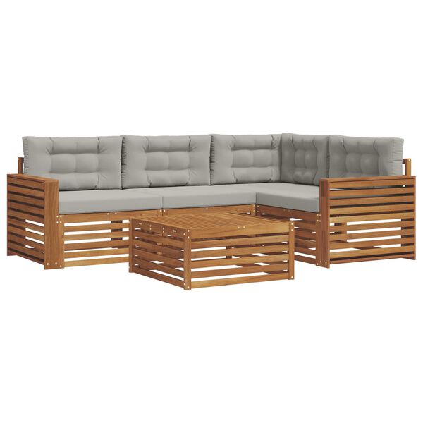 vidaXL Set vanjskih sofa s jastukom 5 pcs Prirodna i svijetlo siva