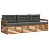 vidaXL Set vanjskih sofa s jastukom 3 pcs Prirodna i antracit