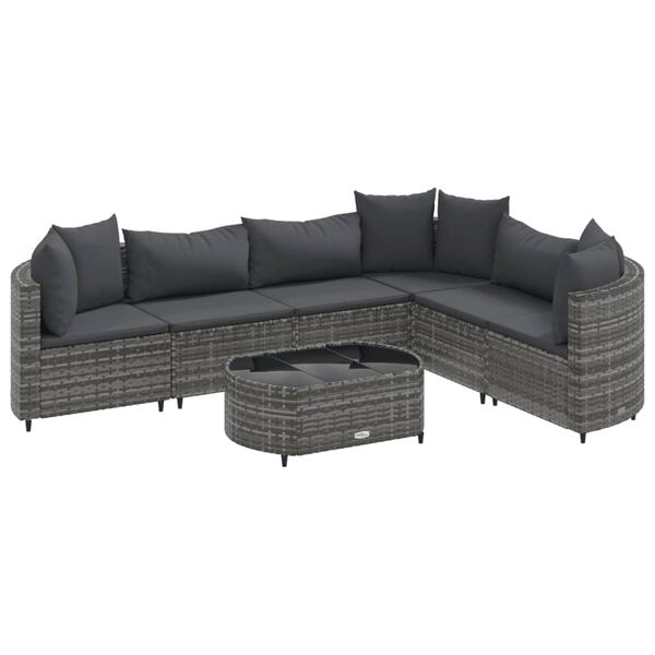 vidaXL 7-dijelni set vrtnih sofa sivi od poliratana