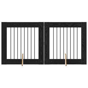 vidaXL Vrata za pse s postoljem 2 pcs Crni hrast 80 x 80 cm