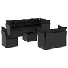 vidaXL 9-dijelni set vrtnih sofa s jastucima crni od poliratana