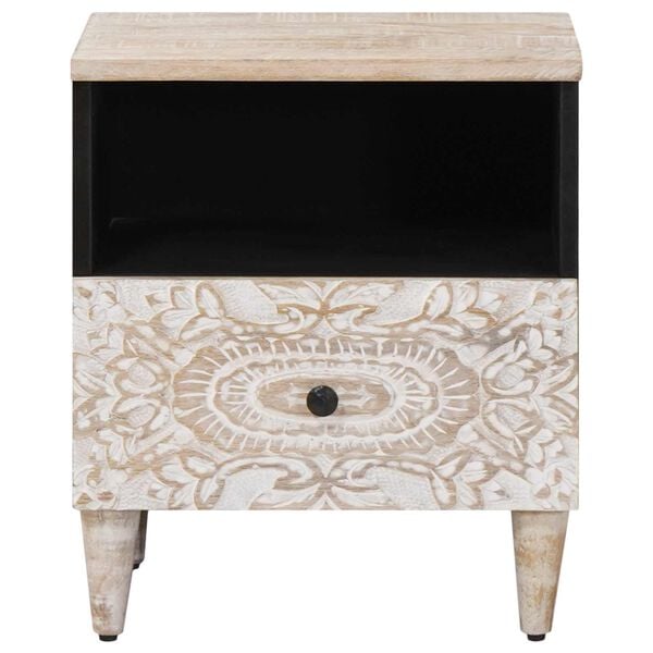 vidaXL Ormar za krevet Bijelo 40 x 33 x 46 cm Čvrsto drvo manga