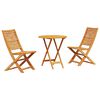 vidaXL Sklopivi bistro set 3 pcs Smeđa Čvrsto drvo akacije
