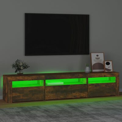 vidaXL TV ormarić s LED svjetlima boja dimljenog hrasta 195x35x40 cm