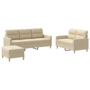 vidaXL 3-dijelni set sofa s jastucima krem od tkanine