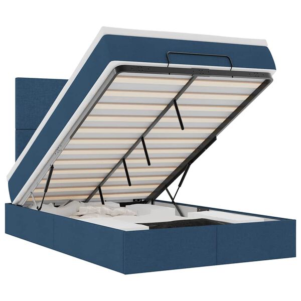 vidaXL Otomanski krevet s madracem i LED plavi 120x200 cm tkanine