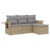 vidaXL 4-dijelni set vrtnih sofa s jastucima bež od poliratana