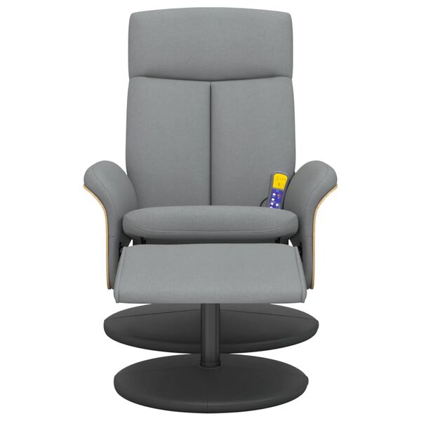 vidaXL Masažni naslonjač od tkanine s osloncem za noge svjetlosivi