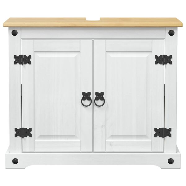 vidaXL Ormarić za umivaonik Bijelo 73 x 33 x 60 cm Čvrsto borovo drvo