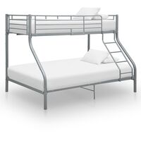 vidaXL Okvir za krevet na kat sivi metalni 140 x 200 / 90 x 200 cm