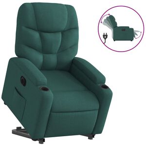 vidaXL Električni naslonjač na podizanje tkanina tamnozeleni